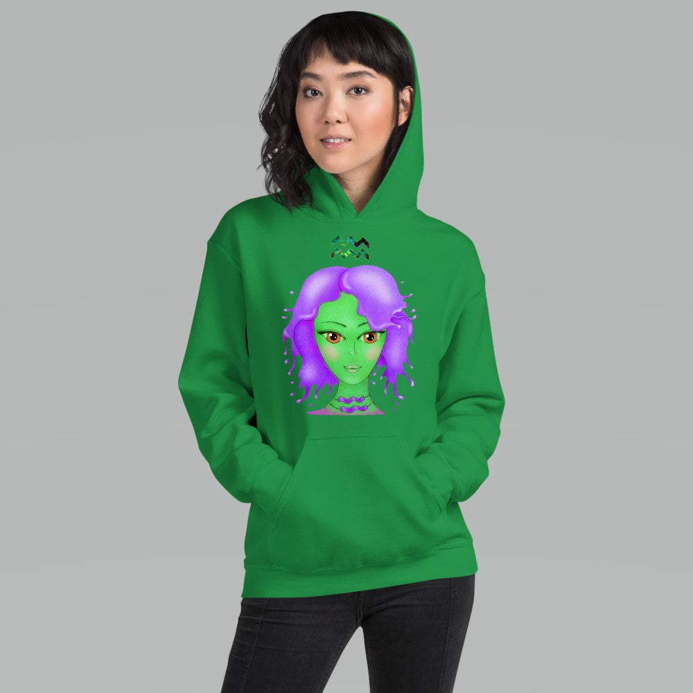 Athletic Casualwear Hoodie for Women- Aquarius Sun Sign. WickedYo.